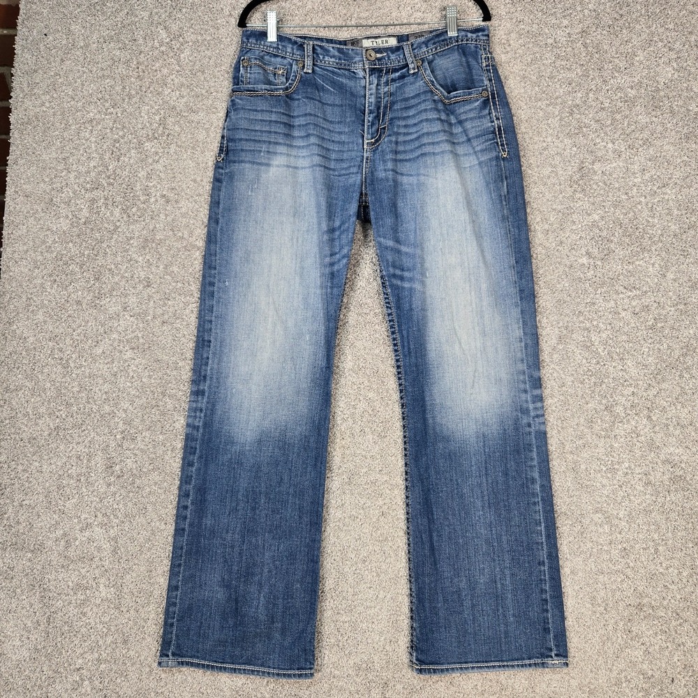 BKE Tyler Jeans Mens 33R (33x31) Blue straight‎ boot lightweight denim